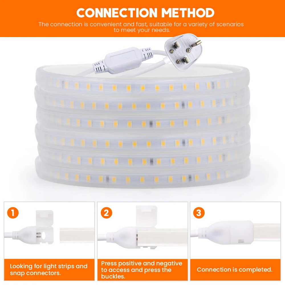 

Светодиодная лента, 10 м, 20 м, 220 В, 2835, водонепроницаемая светодиодная лента, высокая яркость, 120 светодиодов/м, гибкая лента, уличная лампа с вилкой Стандарта Великобритании