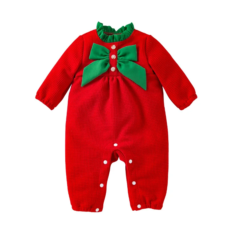 Weihnachten Cosplay Herbst Winter neue Baby Bodysuit Mode Western Fliege rot grün Langarm Bodysuit Baby Creeper