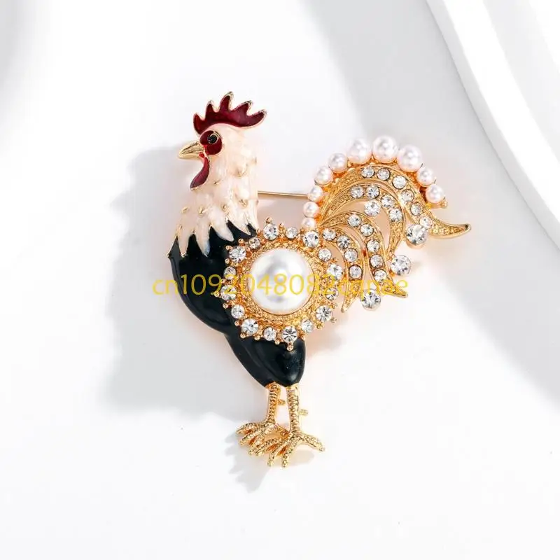 Symbolic Rooster Alloy Pin Lightweight Wearable Art For Modern Fashion Enthusiasts