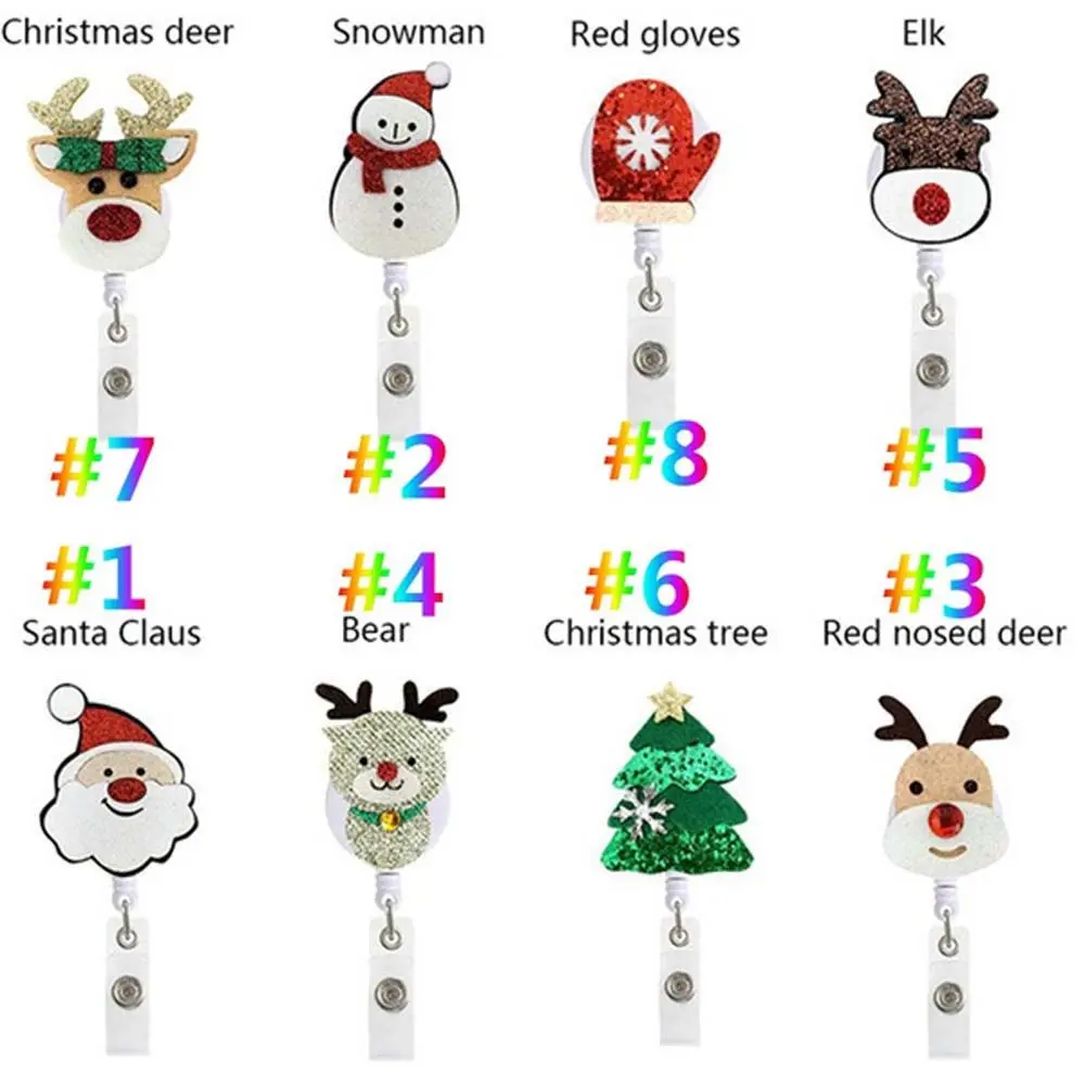 Office Worker Nameplate Nurse Students Christmas Badge Holder Retractable Badge Reel Clip ID Card Chain Clip Belt Clips