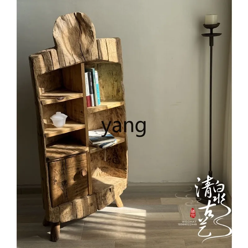 

LTT solid wood floor-to-ceiling tea room household pastoral partition bookshelf tea and red wine