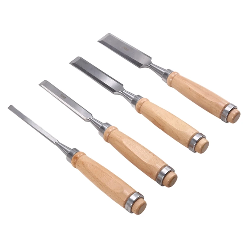 4Pcs Wood Chisels Tool Set Chrome-Vanadium Steel Wood Carving Chisels Woodworking Tools For Carpenter 6/12/18/24Mm