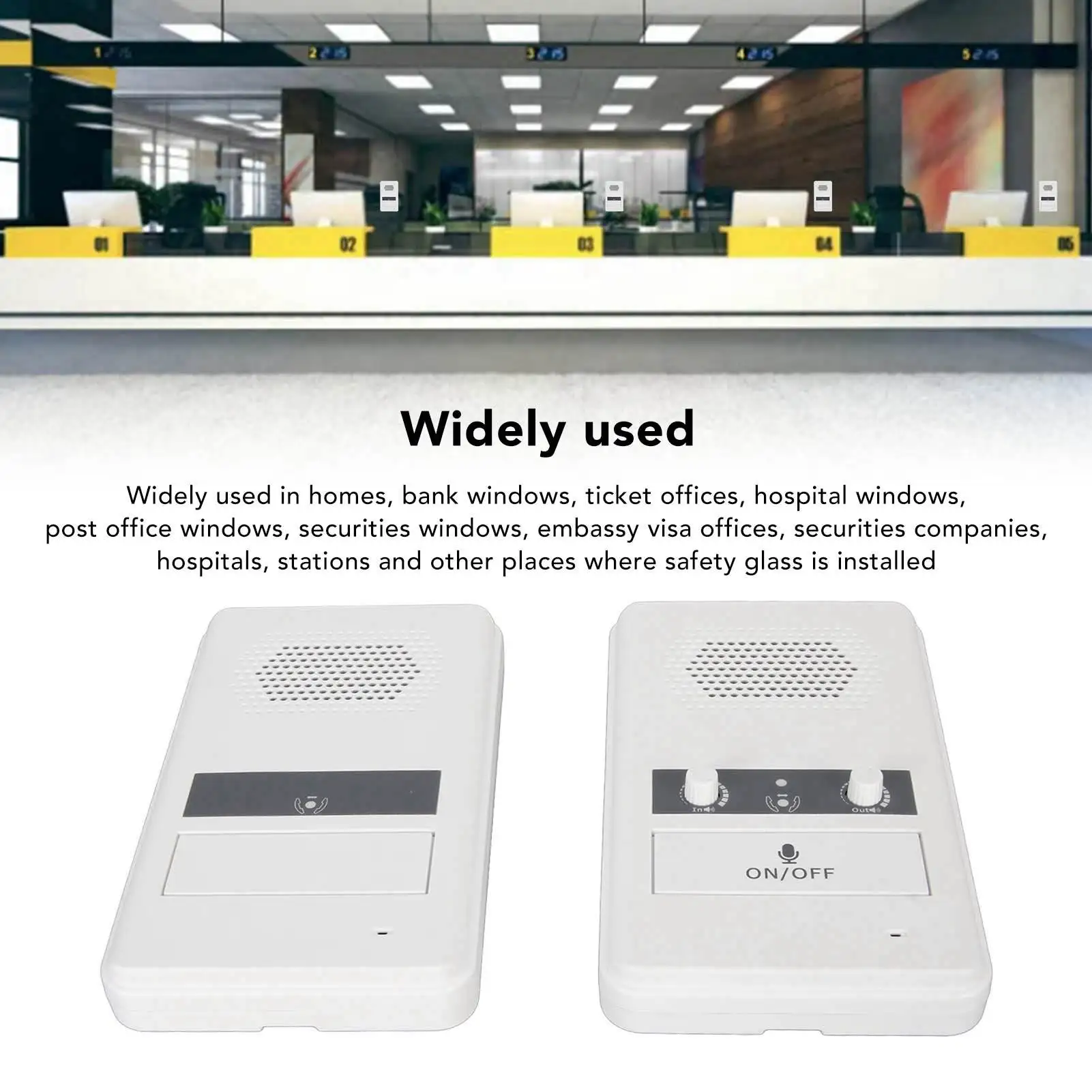 Window Speaker Intercom Dual Way Counter Intercom Premium Speaker Sensitive Mic 3W Power Window Intercom System for Bank White