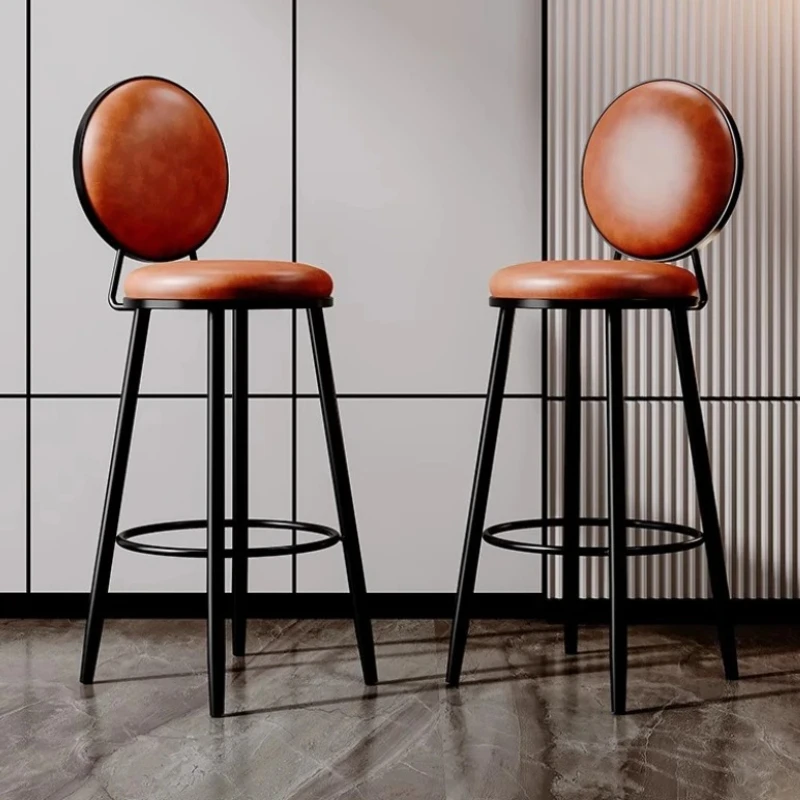 Chaises de Bar rondes de luxe pour Salon, tabouret minimaliste en métal, tabourets de Bar hauts simples, style nordique confortable, meubles Design Alto