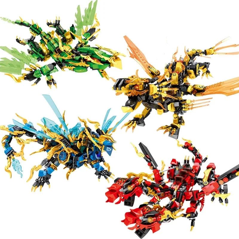 New 2023 Fire Attack of the Flame Dragons Fightar Titan Season 14 Fly Building Blocks Classic Model Sets Bricks Kid Kit