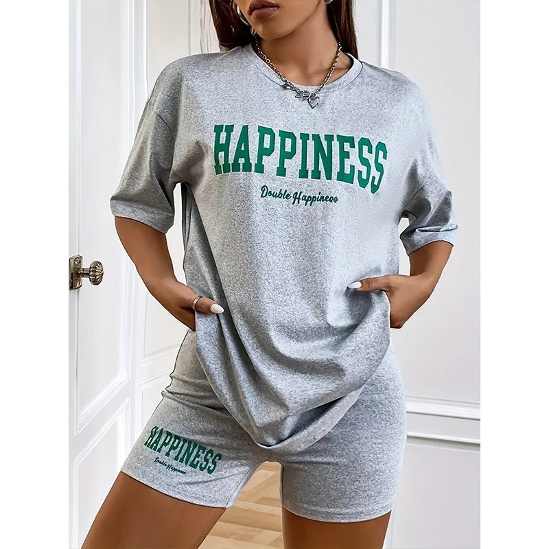 

Женские пижамы больших размеров, спортивная модная мягкая студенческая одежда для дома, однотонные шорты с короткими рукавами, 2 шт./компл., сексуальная ночная рубашка, одежда для сна для девочек