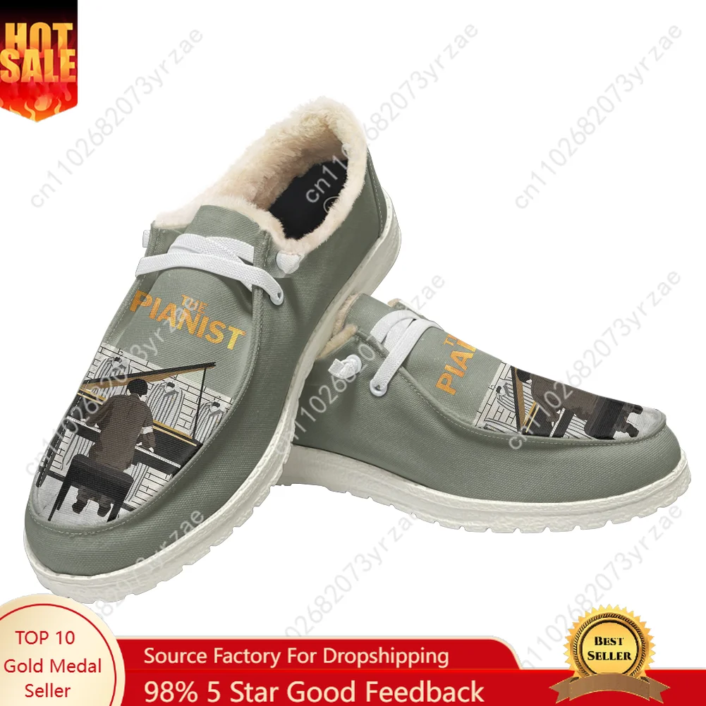 

The Pianist Plush Flat Shoe Mens Womens Teenager Warm Shoe Indoor Outdoor High Quality Fashion Lightweight Shoes Custom Footwear