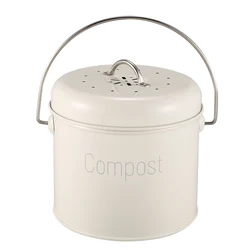 Compost Bin 3L - Stainless Steel Kitchen Compost Bin - Kitchen Composter for Food Waste - Coal Filter