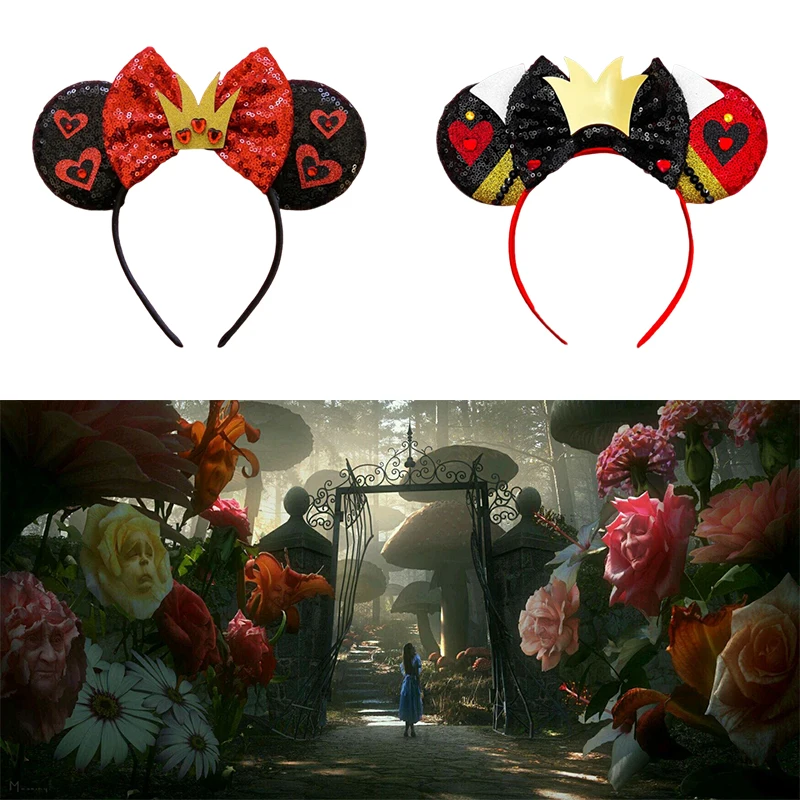 Alice In Wonderland Ears Head Band Women Cheshire Cat Hair Band Baby Red Queen Hairbands Girls Disney Crown Headband Kids Gifts