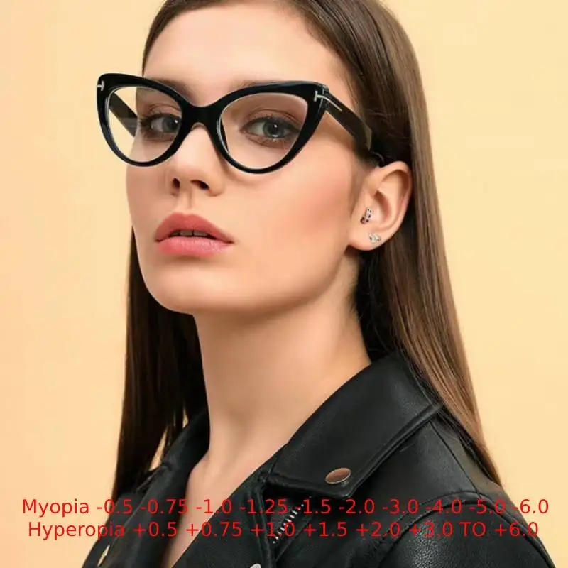 Kobiecy optyczny Tom Cat Eyes okulary okulary korekcyjne krótkowzroczność-0.5 do-6.0, mężczyźni owalne okulary nadwzroczność + 0.5 do + 6.0