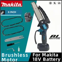 Makita 6 Inch Brushless Electric Cordless Chain Saw Handheld Rechargeable Pruning Wood Power Tool For Makita 18V Battery