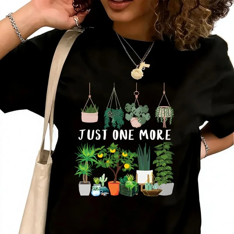 Just one more Women's T-Shirt 100% Cotton Funny Graphic Short Sleeve Tee Novelty Shirt Casual Crew Neck Top S-5XL