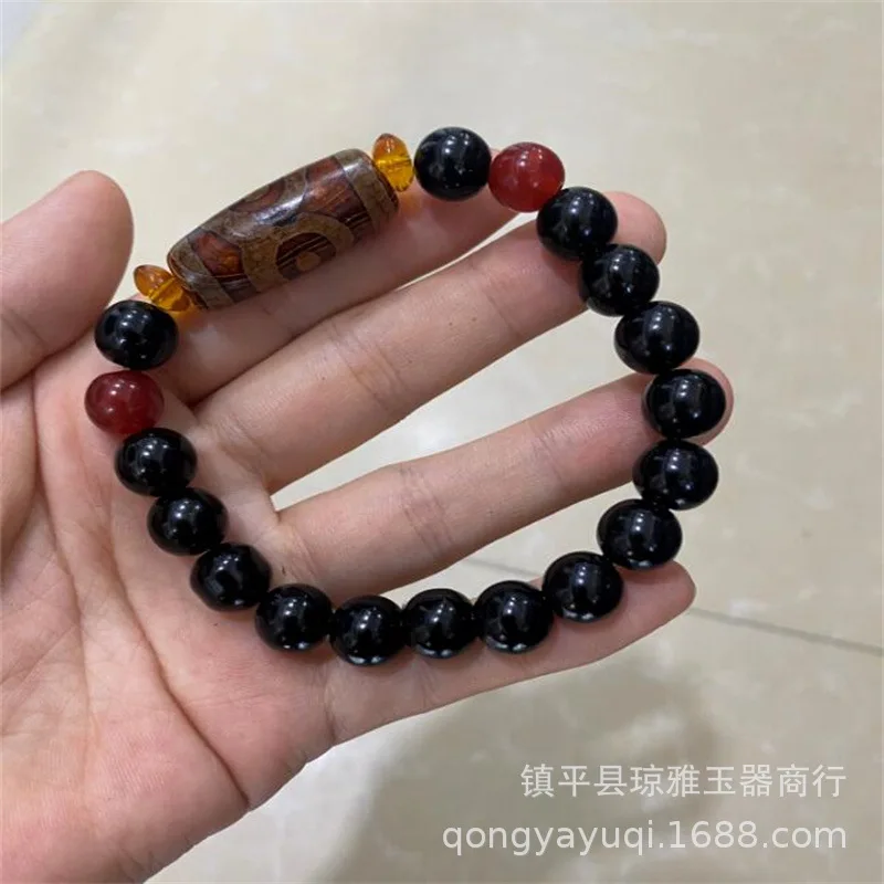 Tibetan Style Nine- Three-Eye Sky Bracelet Silk Agate Buddha Beads for Men and Women