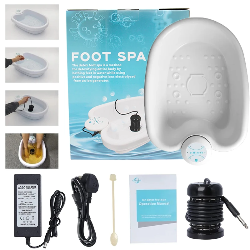 Detox Ionic Footbath Spa Massager with Basin Footspa Ion Detoxifier Cleanse Promote Blood Circulation Massage Care Arrays Aqua