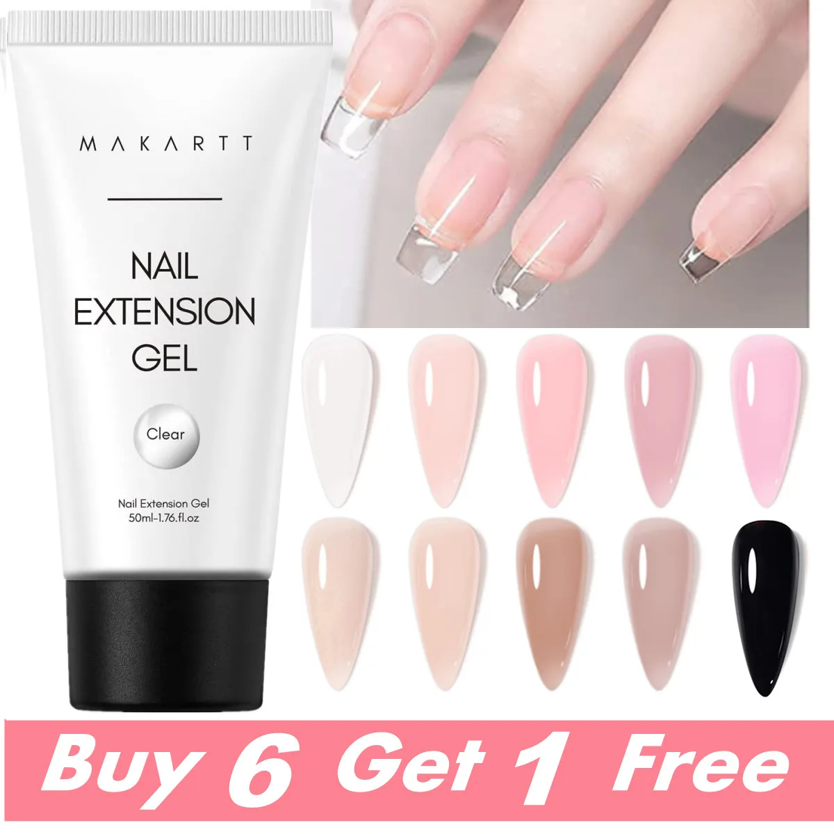 Makartt Clear Poly Nail Extension Gel ,50ML Acrygel White Nude Pink Black Nail Gel Trendy Nail Art Design Supplies