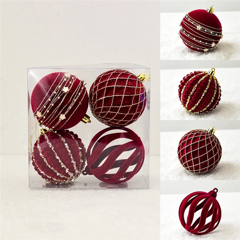 COME Adornos de bolas de Navidad Vino Rojo Reunido Decoración de árbol de Navidad Esferas de Navidad de Año Nuevo