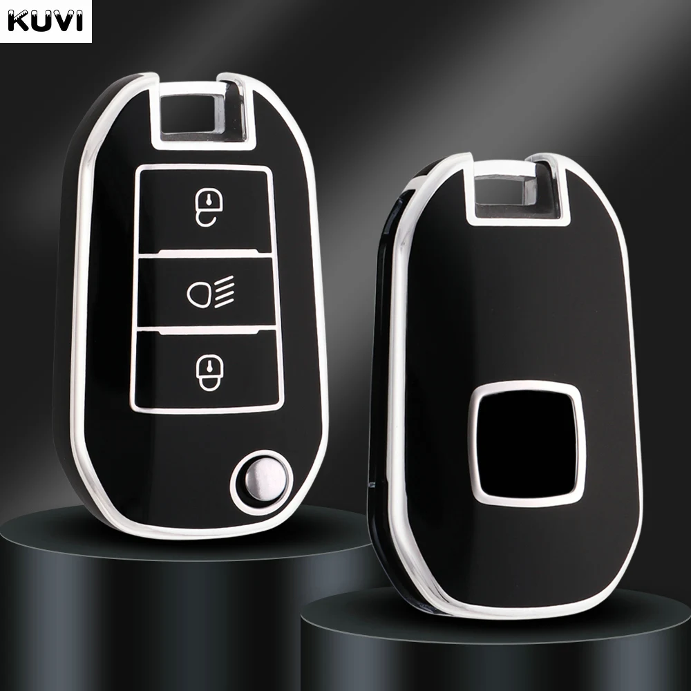 New TPU Car Flip Key Case Cover Shell For Peugeot 208 3008 308 508 408 2008 307 4008 For Citroen C4 C3 C6 CACTUS C8 Accessories