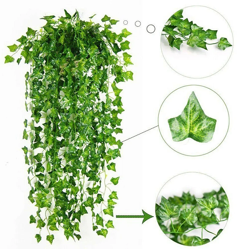 Tốt Nhất 2.2M Trang Trí Nhà Nhân Tạo Lá Thường Xuân Vòng Hoa Thực Vật Cây Nho Giả Tán Lá Hoa Hoa Tán Xanh Lá Cây Thường Xuân Vòng Hoa