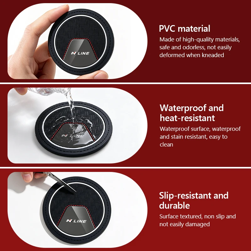2pcs Car Water Cup Holder Pad PVC Dustproof Auto Interior Mat For Hyundai N LINE i30 i20 Sonata Accent Tucson Elantra Azera - view 4