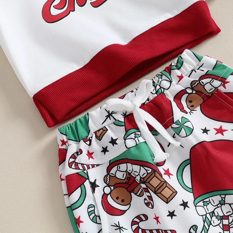 

Infant 2-Piece Holiday Ensemble with Long Sleeve Mug Santa Print Sweatshirt and Pants - Festive Toddler Apparel for Christmas