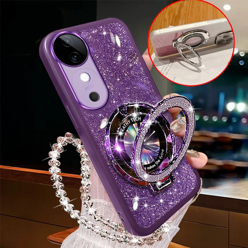 Custodia antiurto per braccialetto di lusso per Vivo V40 Custodia con staffa magnetica per Vivo V40 SE pro E Y30 Y51 Y31 Y53s V50 Lite Custodia V40pro