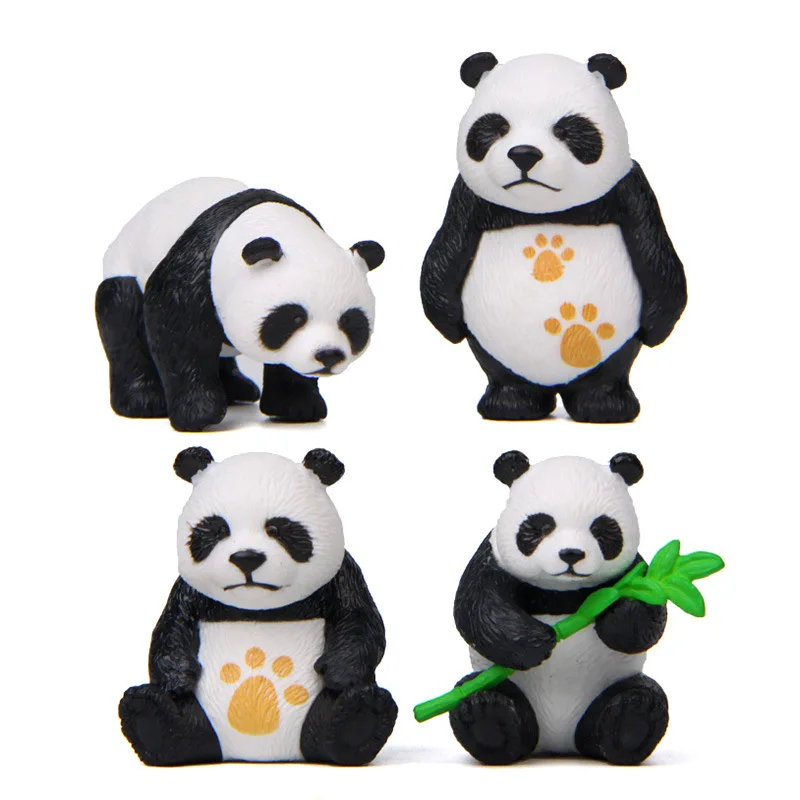 Figuras de acción de animales raros de la selva salvaje para niños, modelo de Panda, juguetes coleccionables, regalo divertido, decoración del hogar