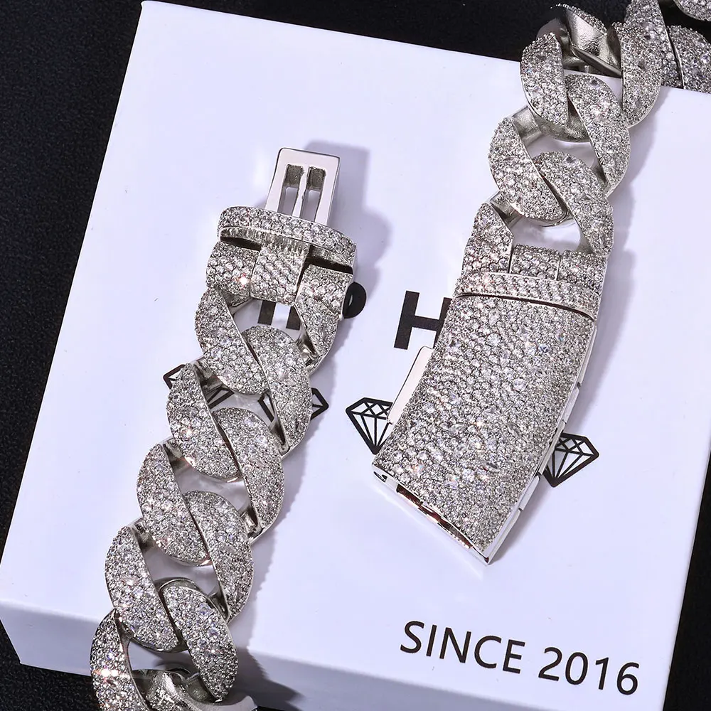

ESKEEM 22mm Shiny Irregular Diamond Chunky Cuban Necklace for Men Full Iced Out CZ Cuban Link Chain Hip Hop Jewelry