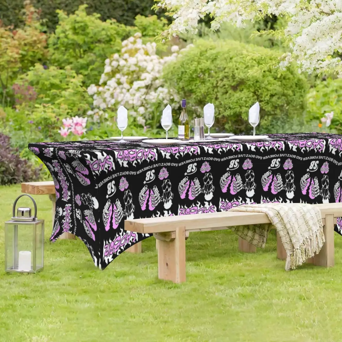 Imagen 4: Mantel Rectangular Personalizado de Junior H Merch Sad Boyz, Cubierta Impermeable para Mesa de Comedor, Mantel para Eventos