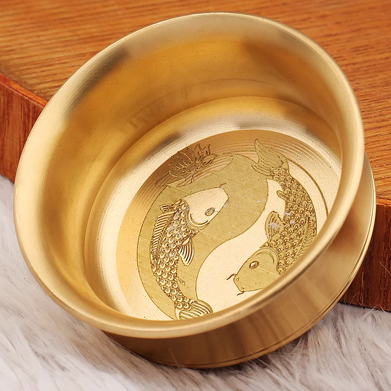 

Brass Koi Cup New Chinese Style Home Office Tea Ceremony Small Cup Water Supply Cup Wealth Decoration Metal Craft