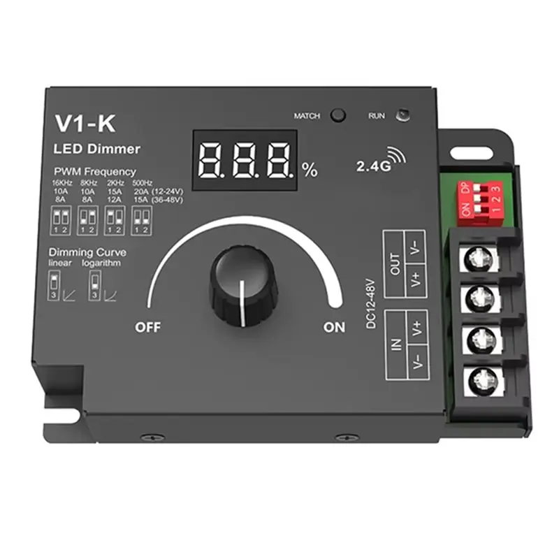 M11K-LED Controller Dimmer V1-K 12V 24V PWM Dimmer Switch 20A Frequency Adjustable For LED Strips For Lighting Modules