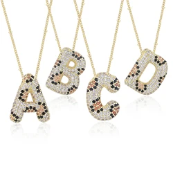 MHS.SUN Zircon Leopard Print Bubble Initial Necklace Luxury Unique Design Balloon Letter Pendant Choker For Women Jewelry Gifts