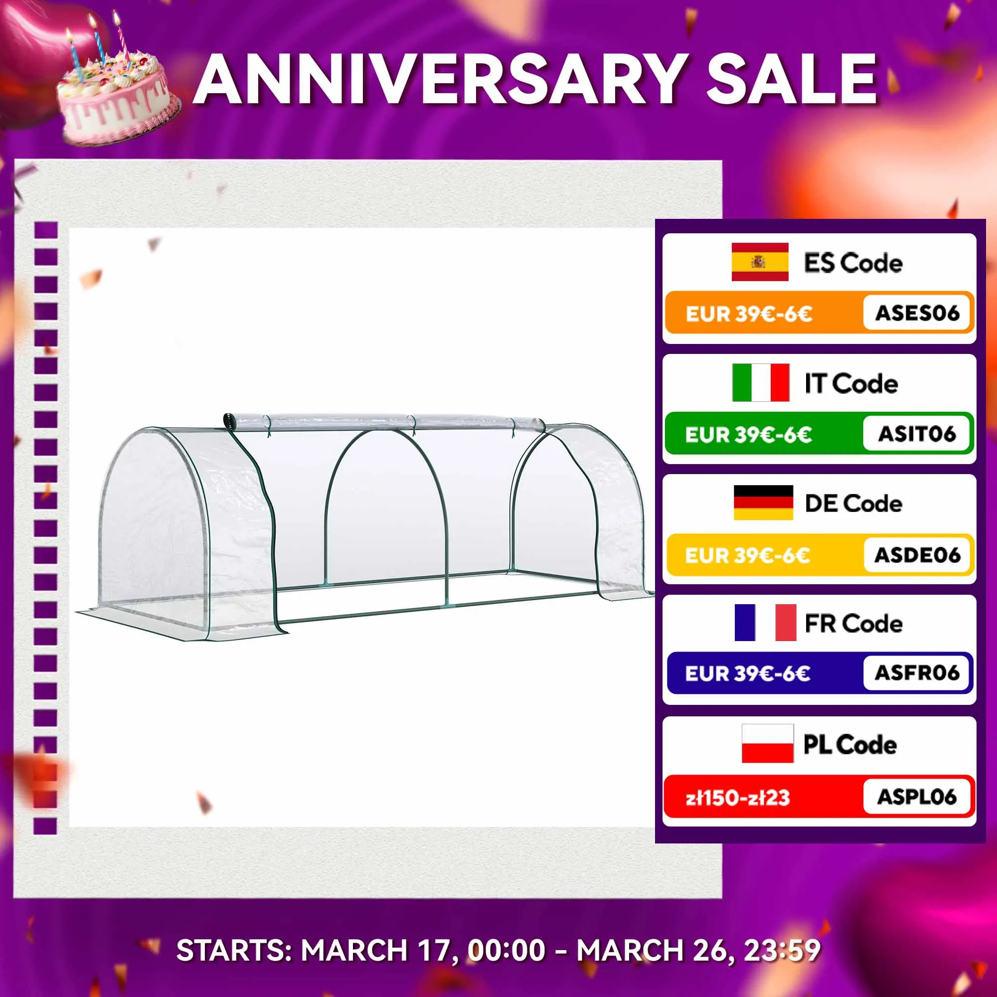 Outsunny serra 250x100x80 cm giardino terrazza coltiva piante