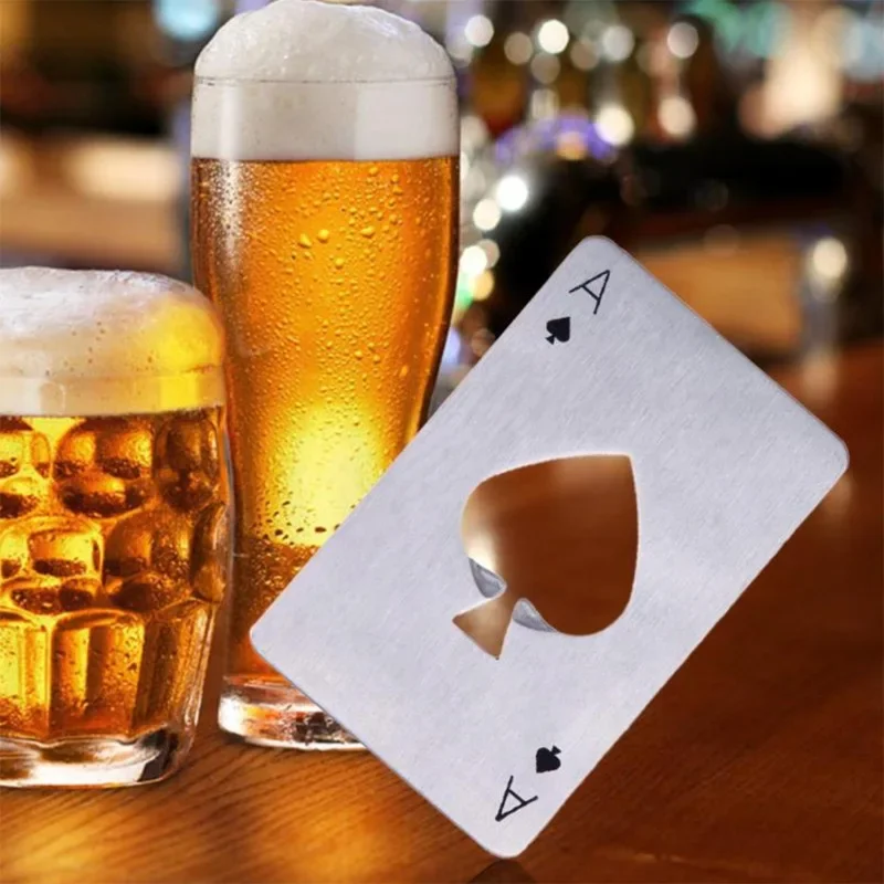 10PCS Stainless Steel Ace of Spades Bottle Opener Creative Tool Multi-Purpose Beer Bottle Opener Gadgets Kit Tools Poker Gear