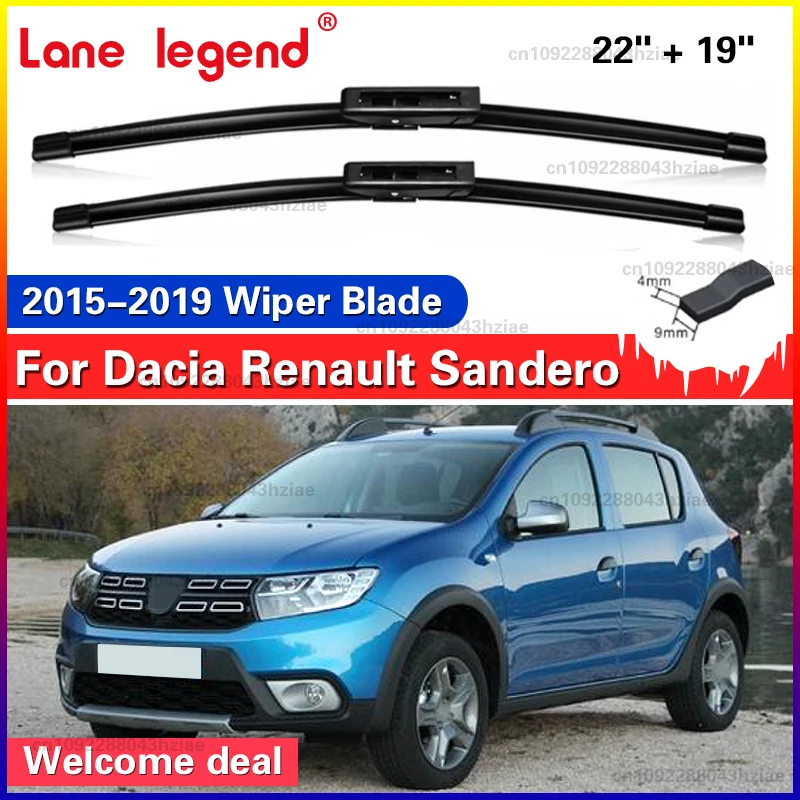 

For Dacia Renault Sandero 2015-2019 Wiper Front Wiper Blades Windshield Windscreen Window Brush 22"+19" Car Accessories