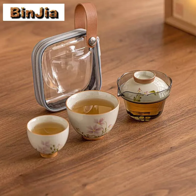 

Ручная роспись, маленький портативный чайный сервиз с ромашками, древний 1 горшок, 2 чашки, пакеты для заваривания, кемпинга, пикника, аксессуары, украшения