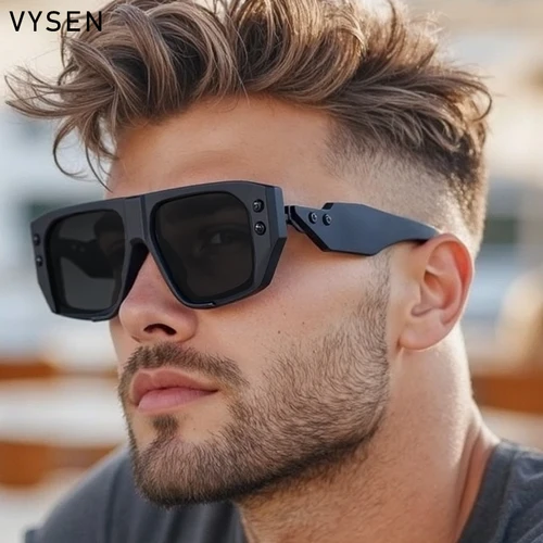 Gafas de sol cuadradas polarizadas Steampunk para hombre, marca de lujo Punk, gafas de sol de conducción con marco grande, gafas de moda para hombre 2025