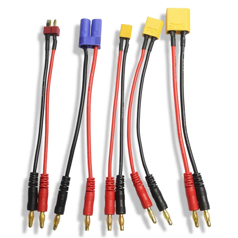 XT30 XT60 XT90 T-Stecker-Ladekabel auf 4,0-mm-Bananenstecker, 4AWG/16AWG Ladekabel, Silikonkabel für Lipo-Akku