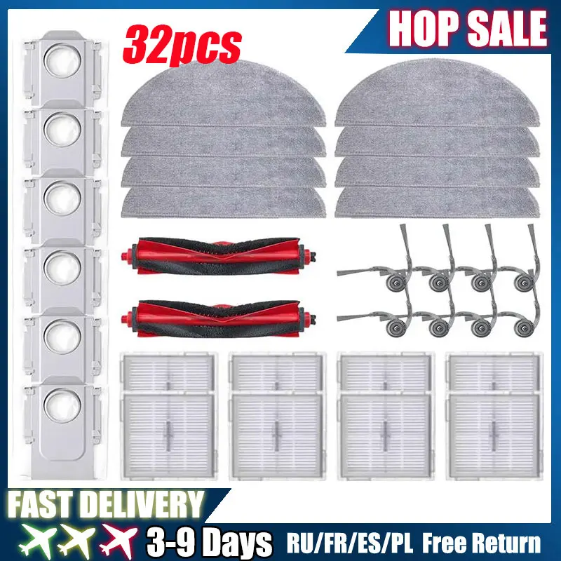 

For Roborock Q10 X5 Q10 PF Q10P Q8+ Q8 Max Pro Plus Robot Vacuum Cleaner Main Brush Mop Cloth Filter Dust Bag Parts