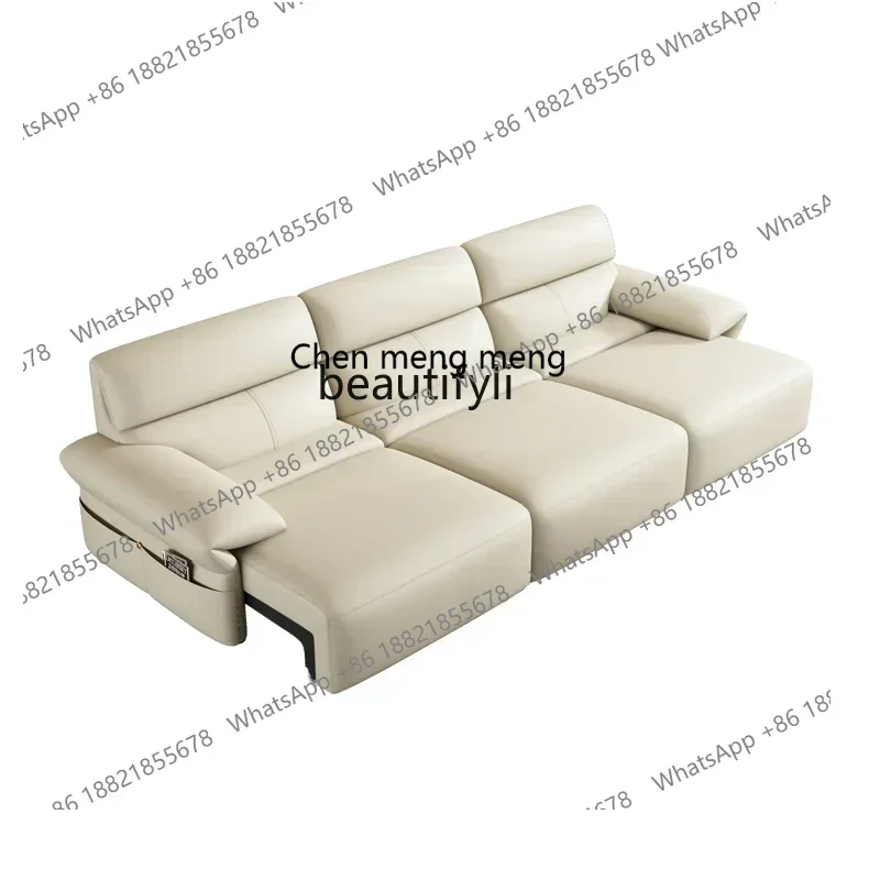 ss cn8350 ss 8350 Wireless Remote Control Electric Multi-Function Automatic Retractable Leather Sofa Bed Modern Minimalist