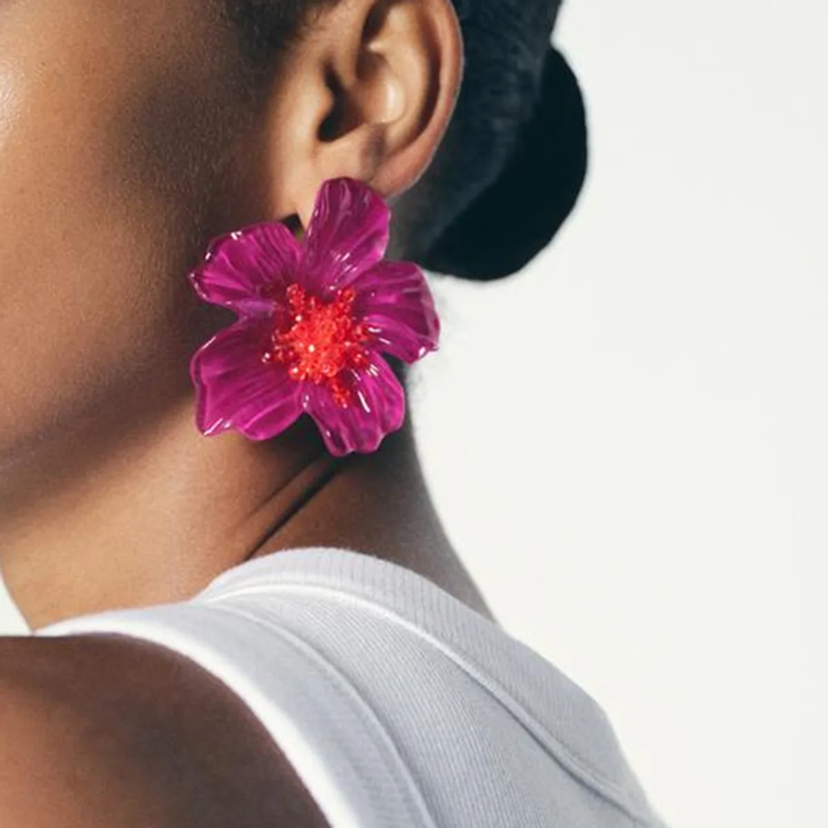 

New European and American Exaggerated Fashion Acrylic Transparent Flower Stud Earrings Jewelry Earrings for Women Gift