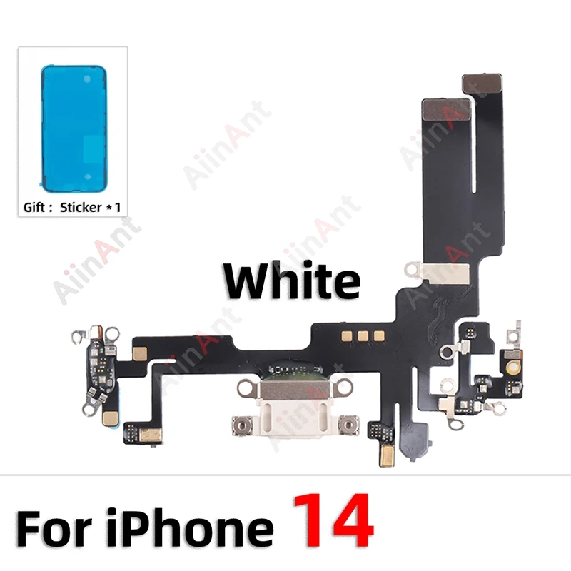 OEM Sticker + Flex For iPhone 15 14 Pro Max Plus mini Bottom USB Mic Dock Charger Connector Charging Port Flex Cable