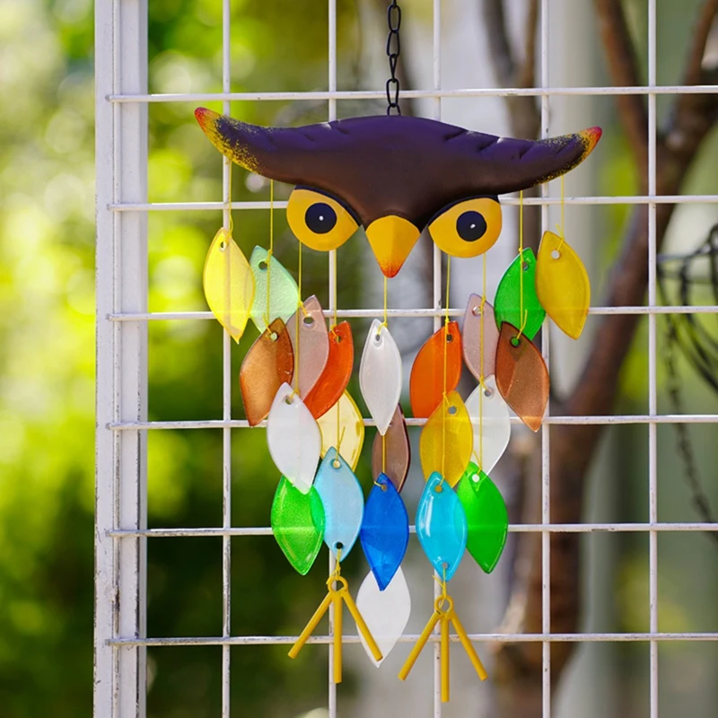 

Owl Wind Bell, Iron Folk Art Owl Model Design Wind Chimes For Wall Hanging Home Art Decor, Beautiful Apartment Room