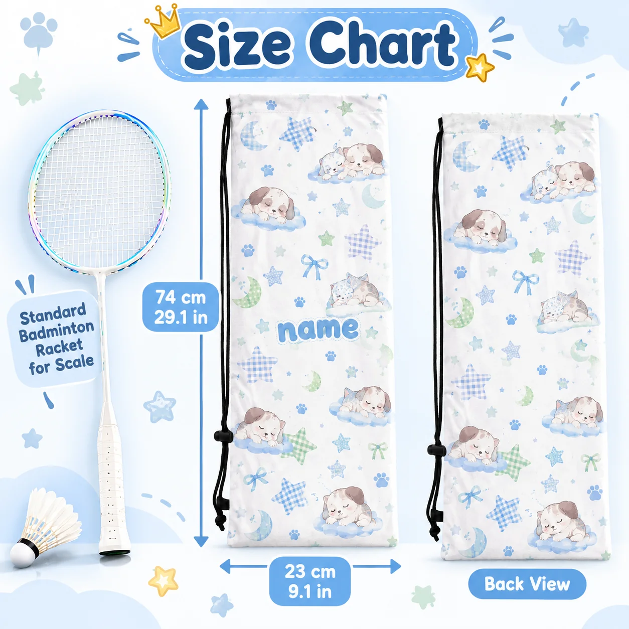 Custom Racket Cover Personalized Name Logo Print Twill Composite Lightweight Badminton Racket Sleeve for Court Training Travel