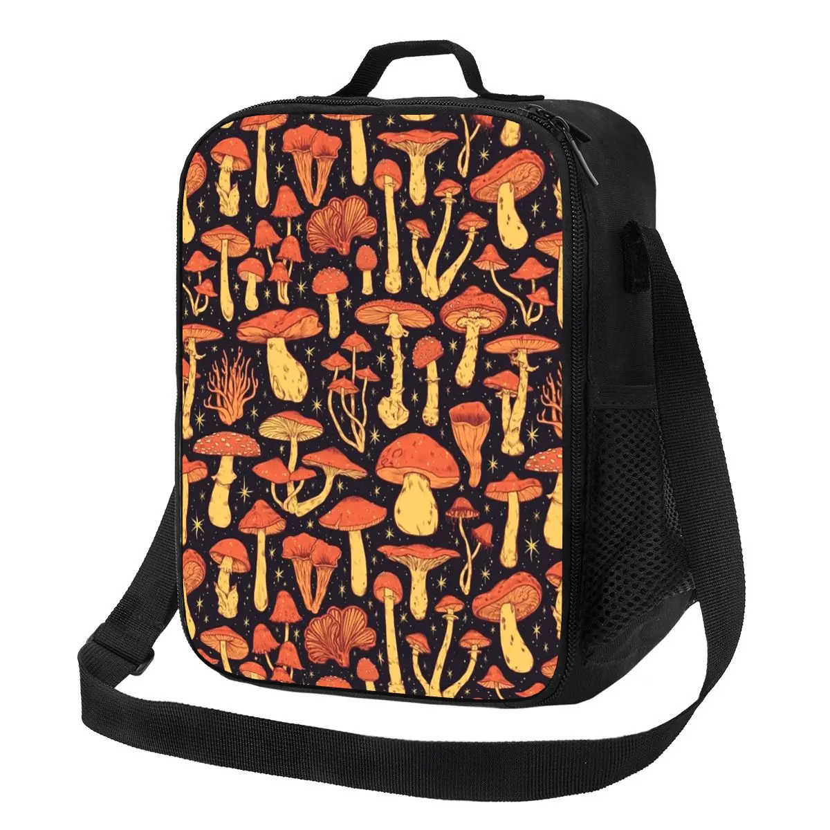 Custom Deadly Orange Mushrooms Lunch Bag Men Women Cooler Warm Insulated Lunch Box for Kids School Children