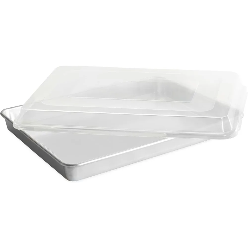 

Extra Large High-Sided Baking Pan, 21.1 x 15 x 2 Inches, Uncoated Aluminum with Steel Rim and Lid for Big Batch Cooking