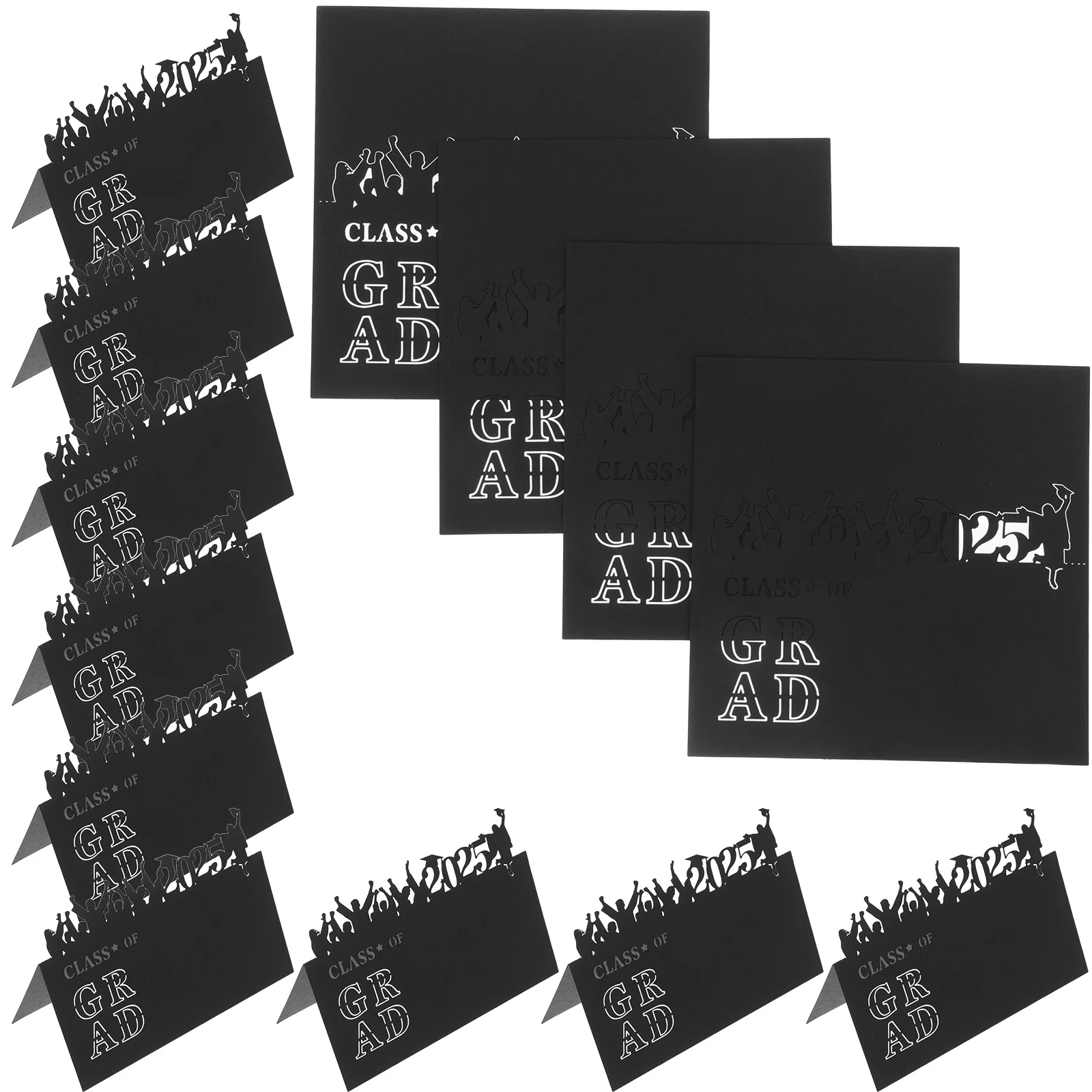 50 pcs Graduation Place Cards Class Of 2025 Hollow Design Name Cards For Party Decorations Seating Table Sign Celebration Seat