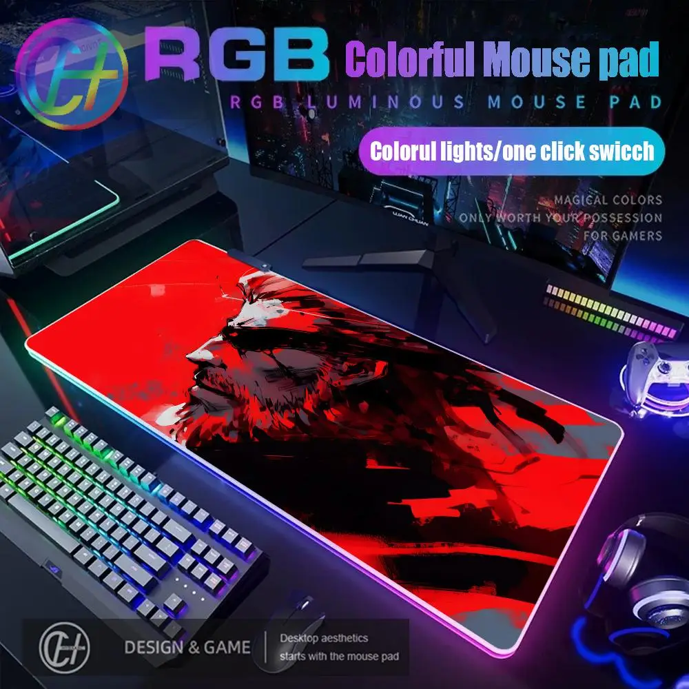 

Metal Gear Solid Mouse All Size Edgelock Rubber RGB Mouse Mat Hot selling anti-slip Popular led lumniouse mouse pad Cute Mat