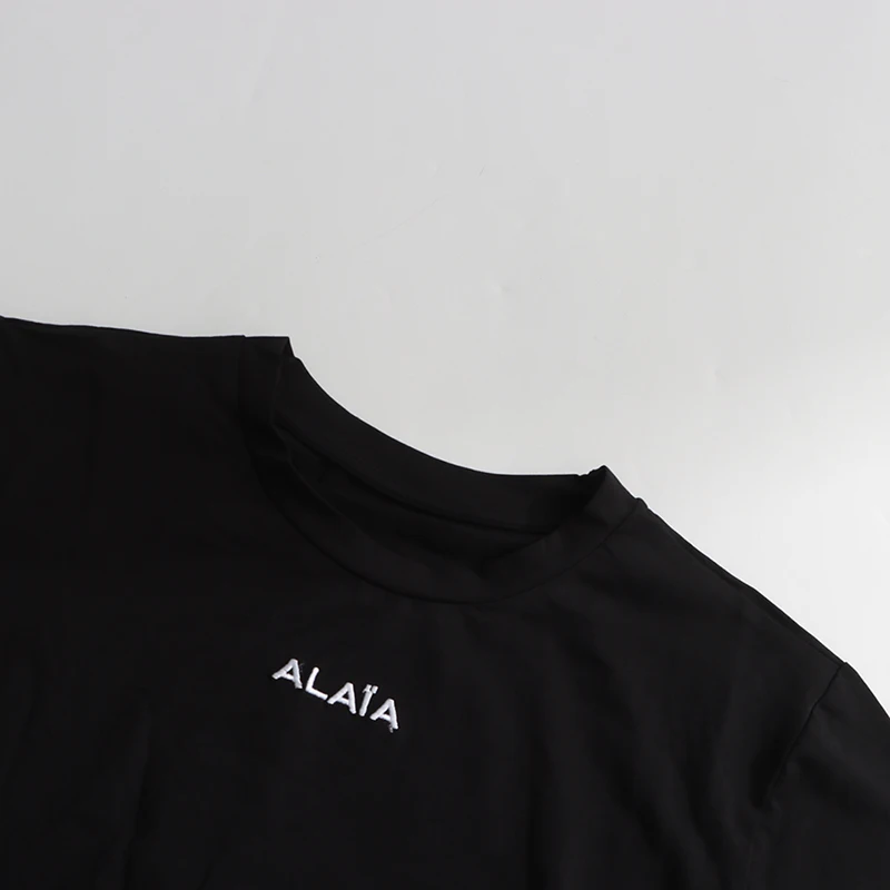 TWOTWINSTYLE Solid American Sexy Slimming Tees for Women O Neck Short Sleeve Patchwork Letter Irrgular T Shirts Female New