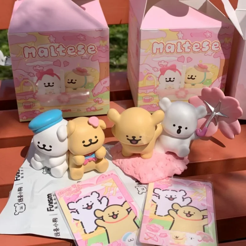 

Funism Official Authentic Line Puppy Blind Box Romantic Cherry Blossom Series Cute Animal Figurine Ornament Gift For Girls