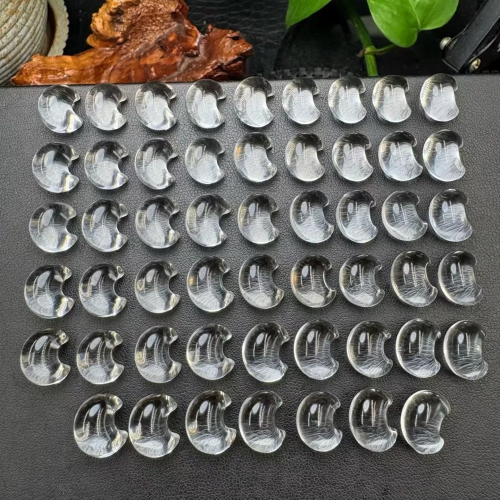 6PCS Natural Clear Quartz Moon Beads Crystal Carving Children Cute Jewelry Healing Holiday Gift 13MM